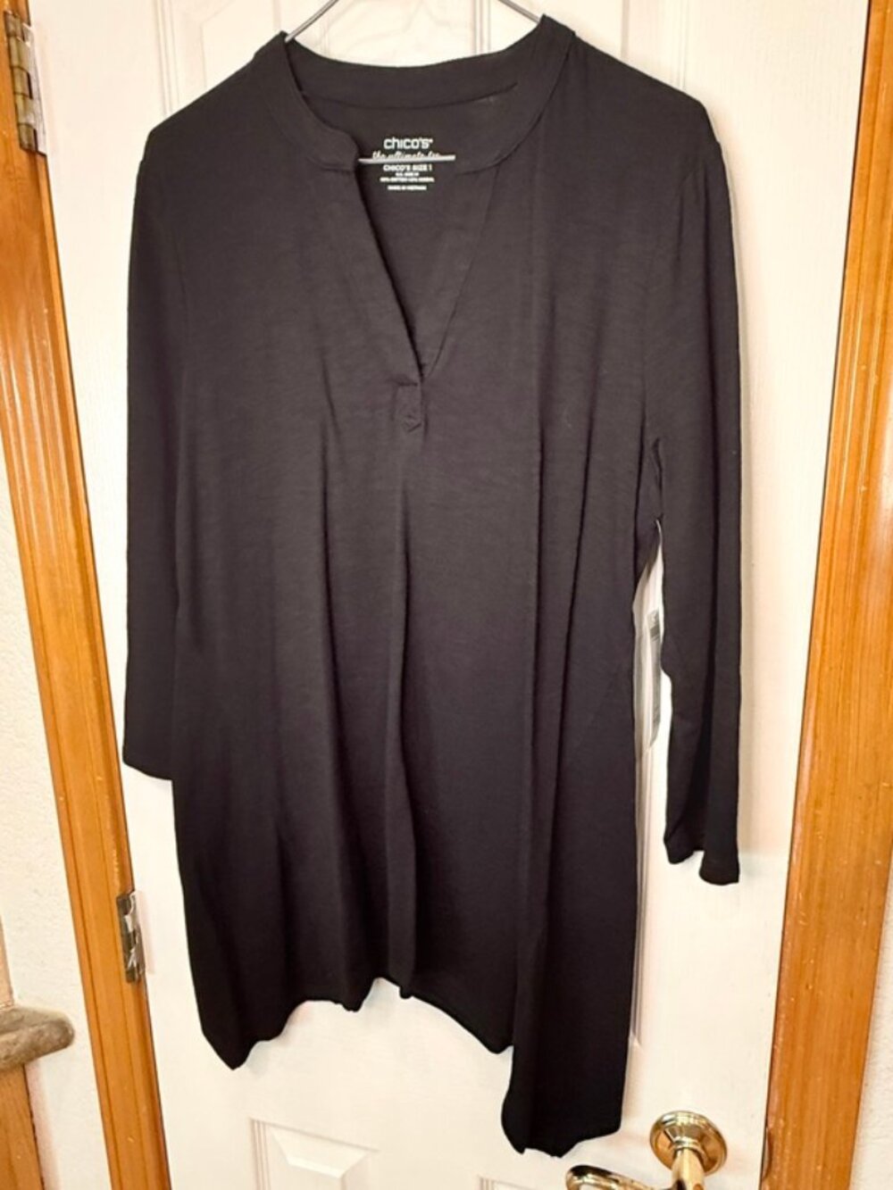Chico's Ultimate Tee Cotton Slub Tunic, Black, Sz M (Chico's 1) - NWT!!